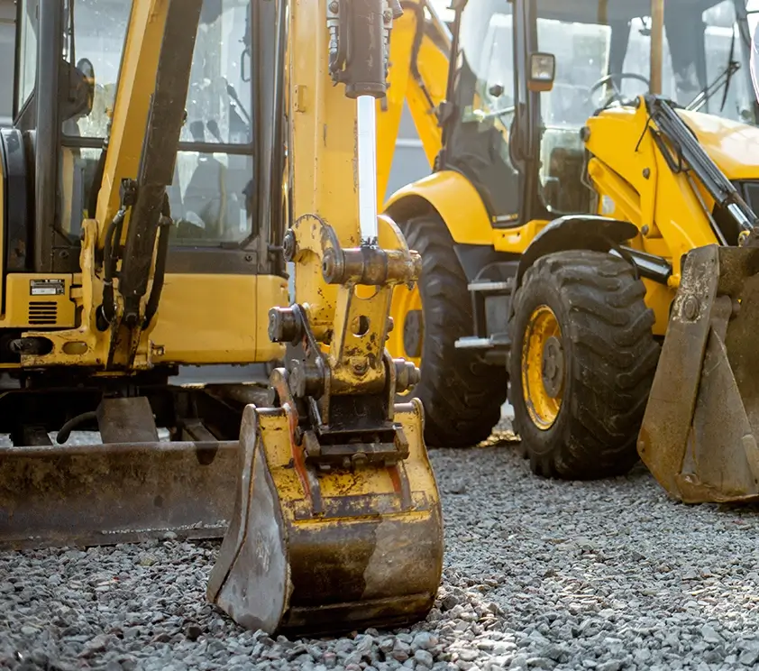 Mini excavator and backhoe loader